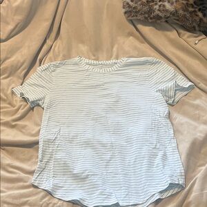 lululemon athletica Striped Short Sleeve Tee - White and Gray